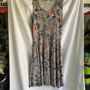 LuLaRoe Floral Midi Dress - Gray and Pink
